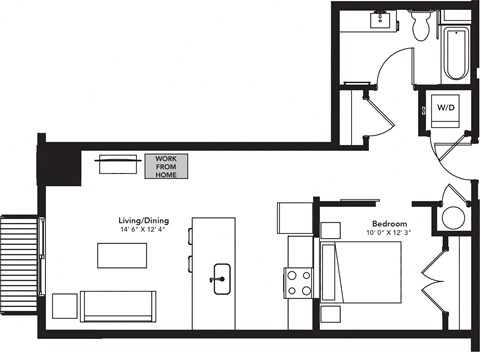 a blueprint of a floor plan with a bedroom and a living room
